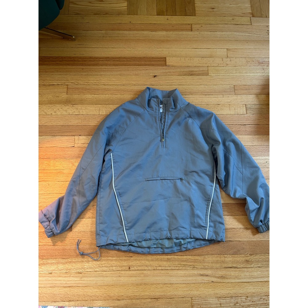 Rbk Reebok Hockey Mens Gray Quarter Zip Windbreaker Pullover Jacket M Reflective
